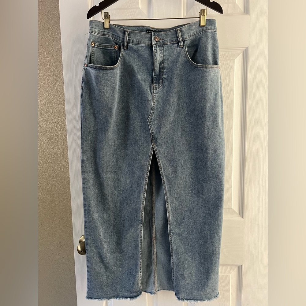Sincerely Jules Denim Maxi Skirt High Front Split - Size 30 / 13